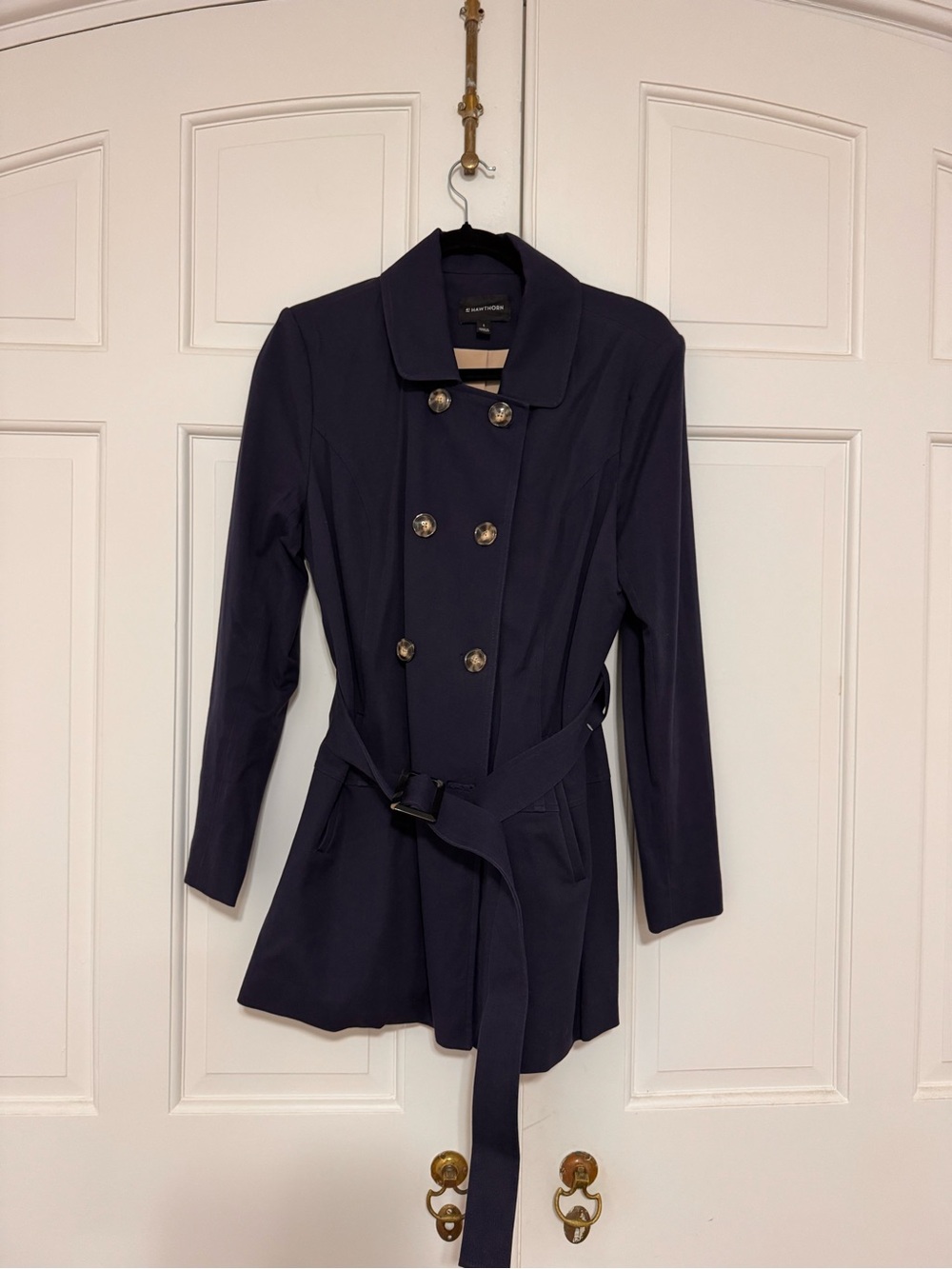 41 Hawthorn Navy Double-Breasted Trench Coat with Belt